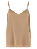 Beige Viscose Tank Tops