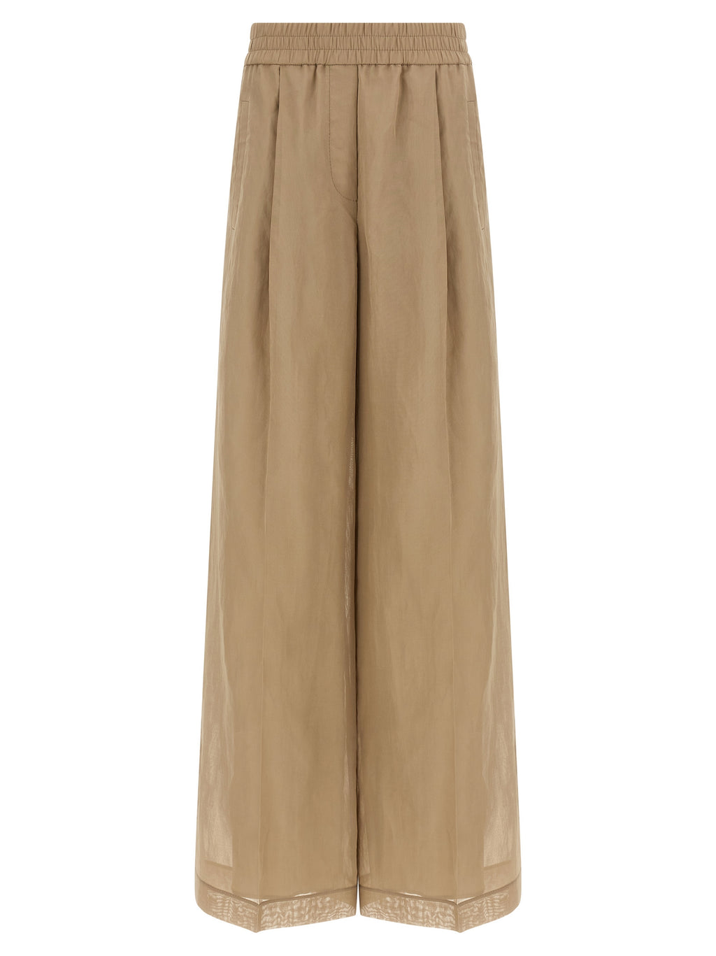 Beige Cotton Casual Pants