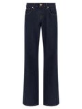 Blue Cotton Straight-Leg Jeans