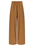 Brown Cotton Casual Pants