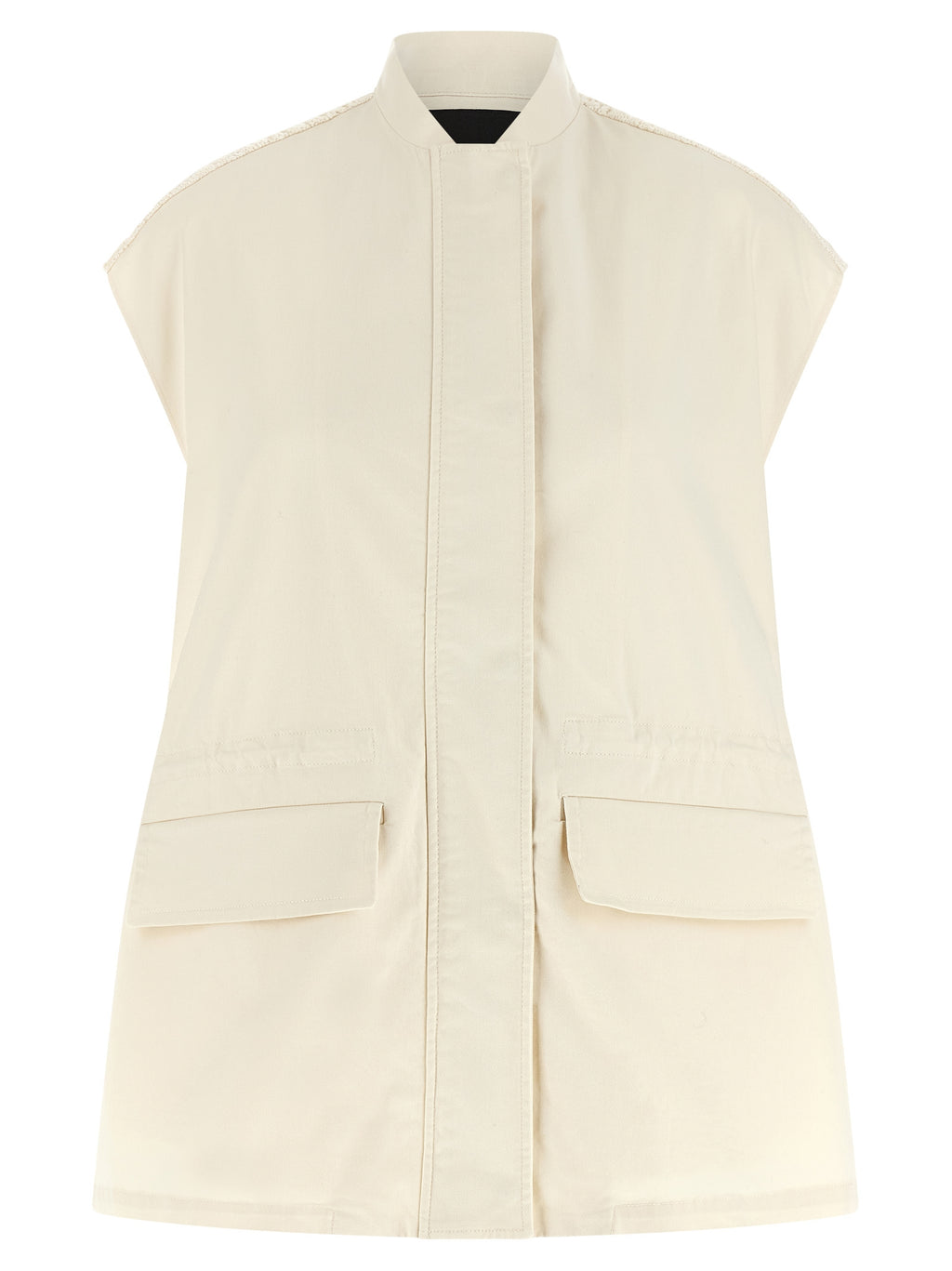 Beige Cotton Sleeveless Jacket