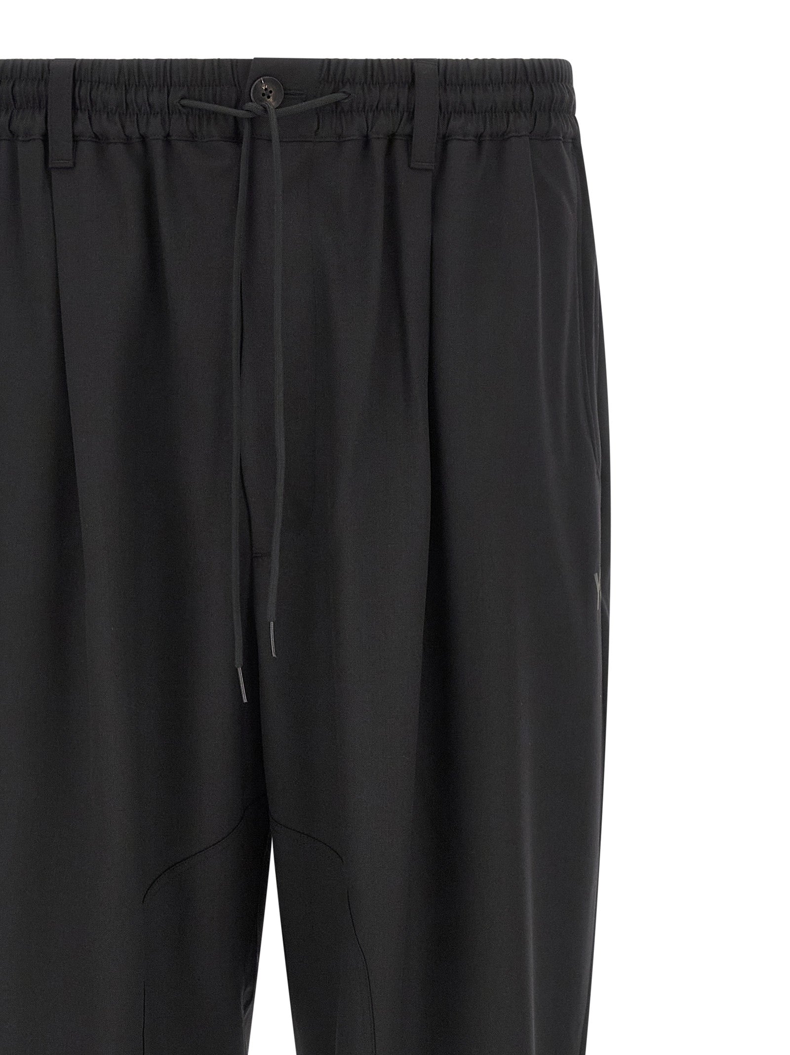 Black Polyester Casual Pants