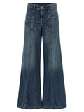 Blue Cotton Flared Jeans