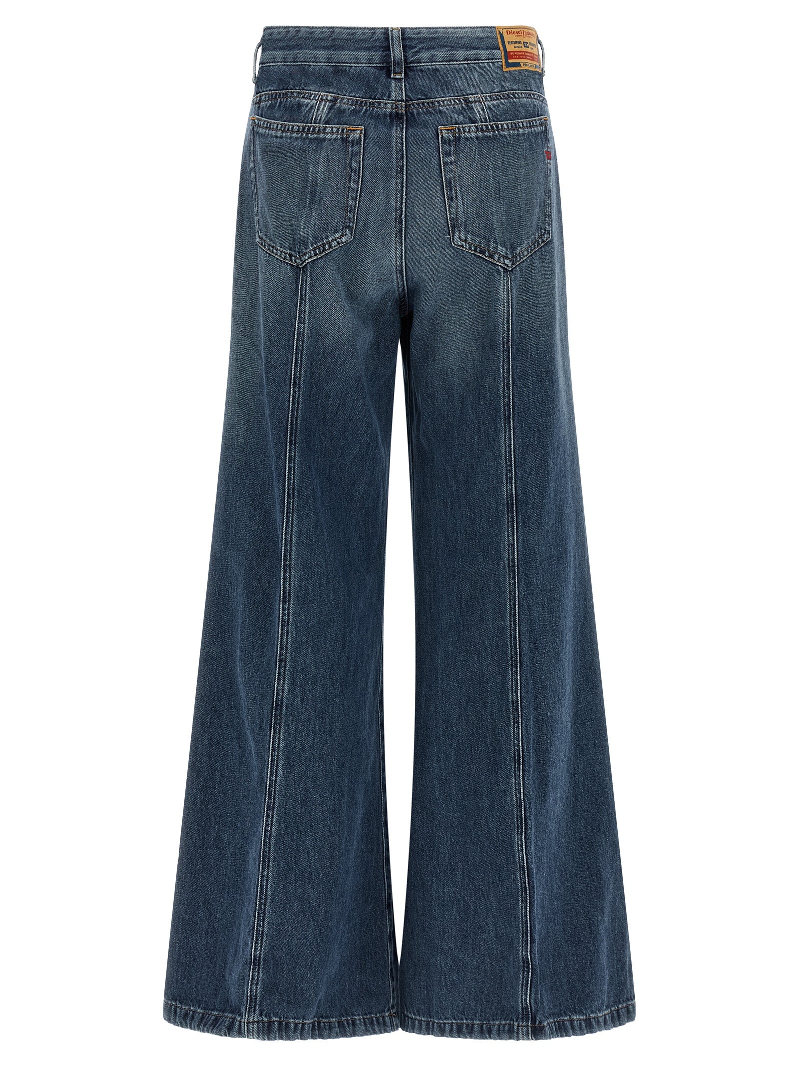 Blue Cotton Flared Jeans