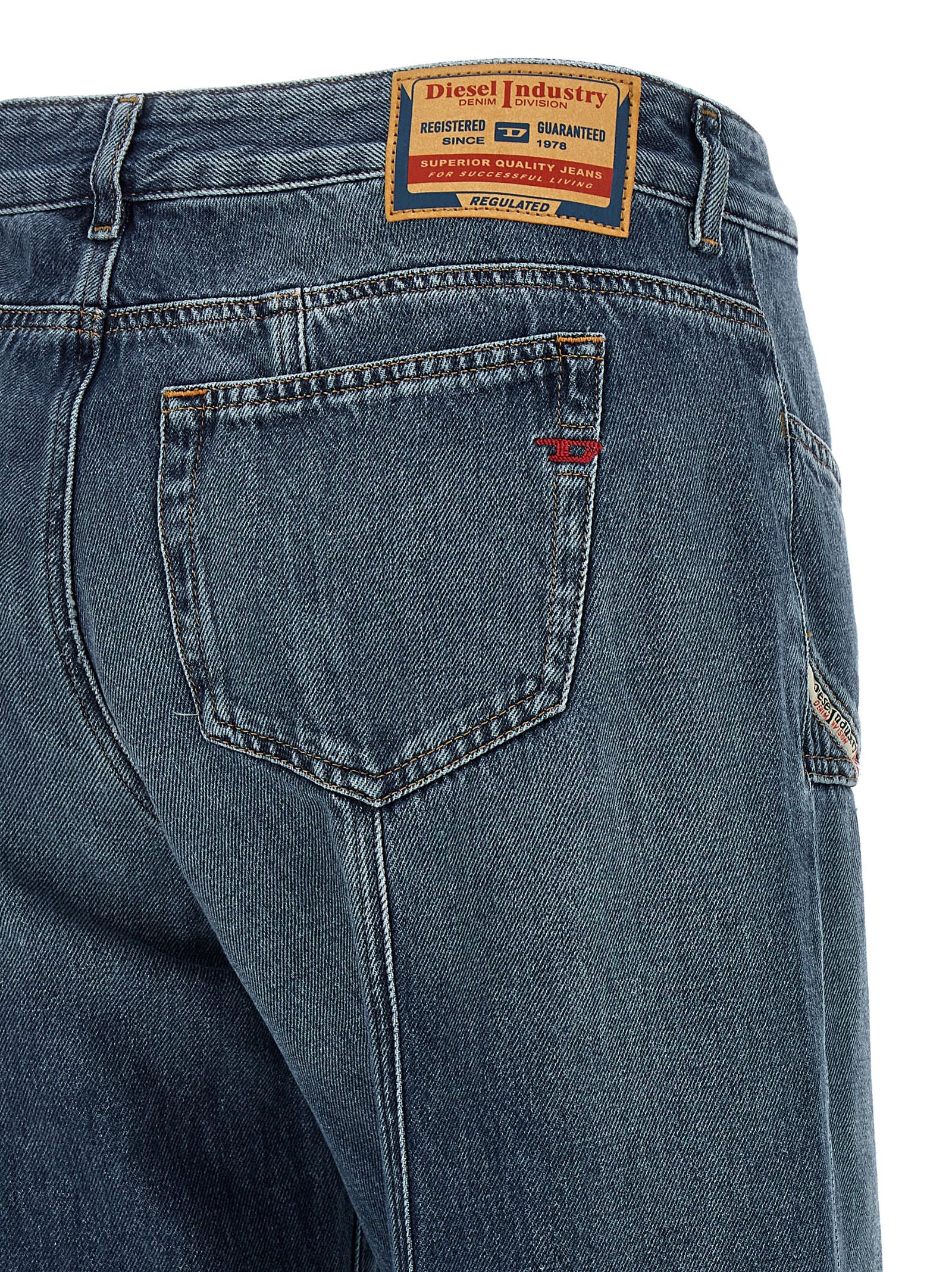 Blue Cotton Flared Jeans