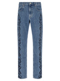 Blue Cotton Straight-Leg Jeans