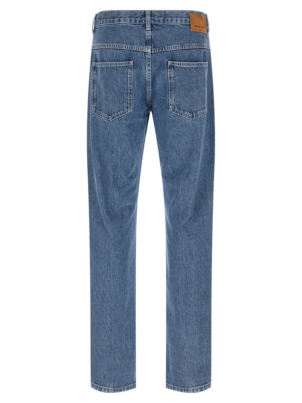 Blue Cotton Straight-Leg Jeans