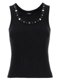 Black Cotton Sleeveles T-Shirt