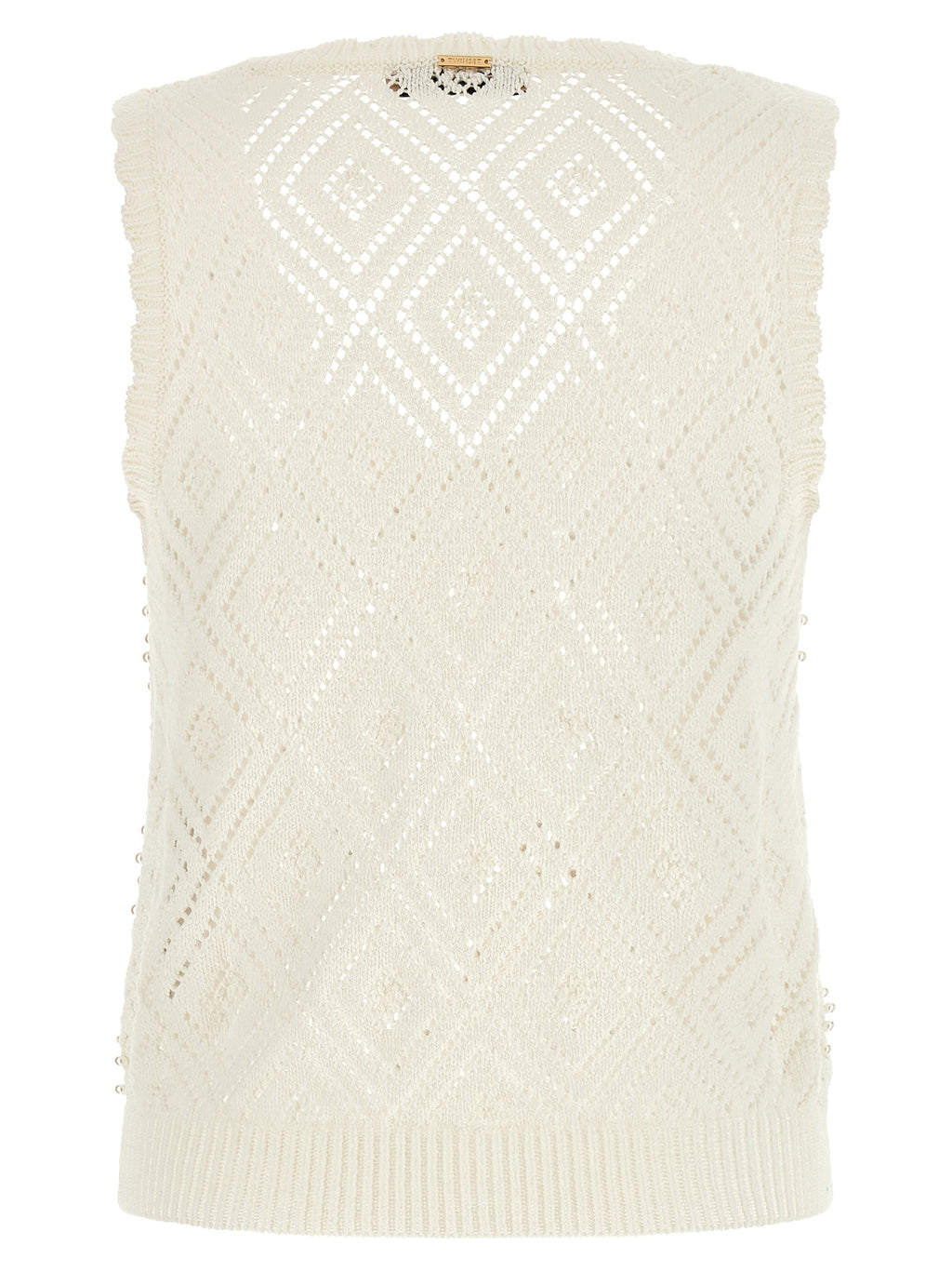 White Cotton Sleeveles T-Shirt