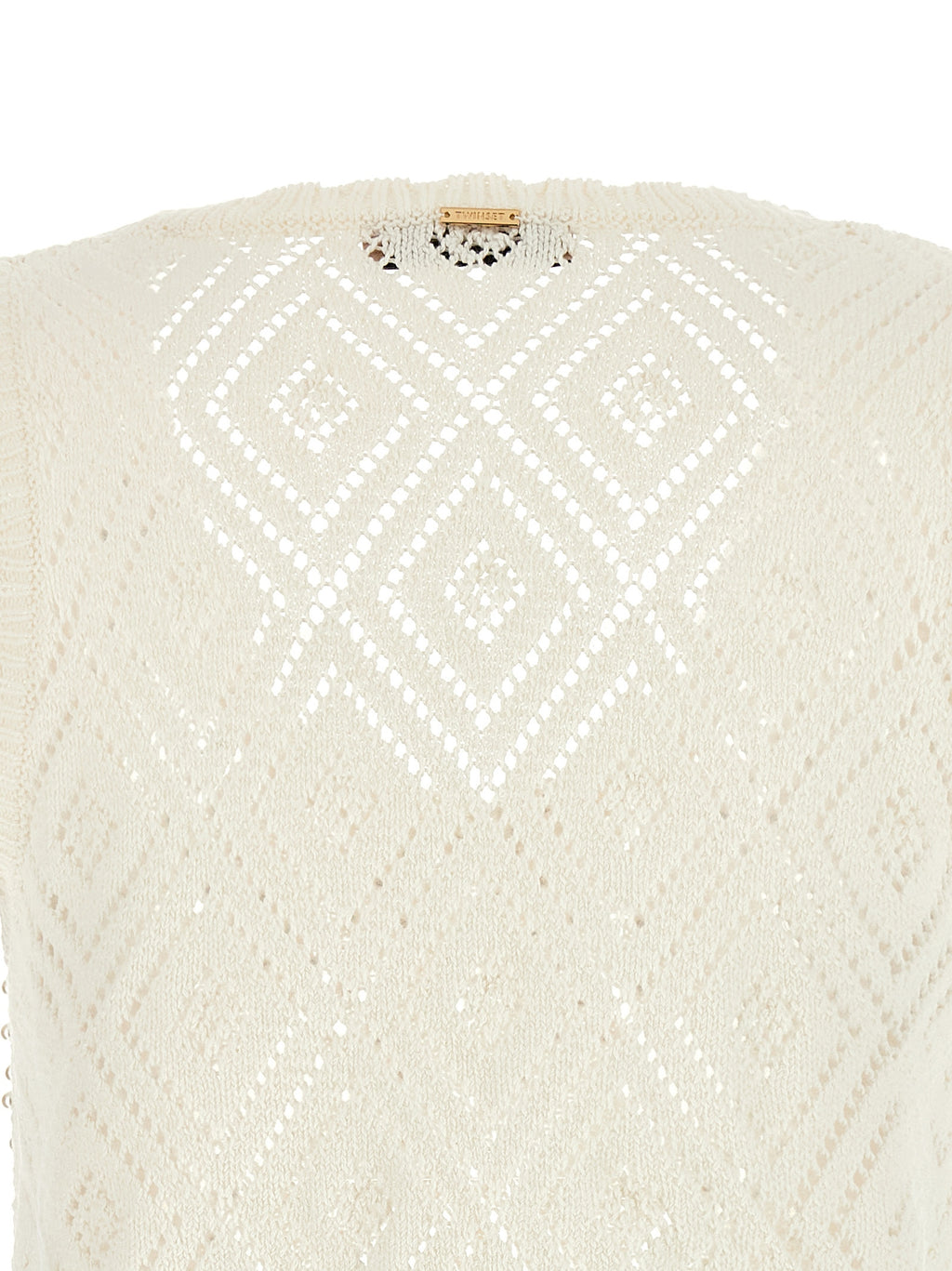White Cotton Sleeveles T-Shirt