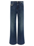 Blue Cotton Flared Jeans