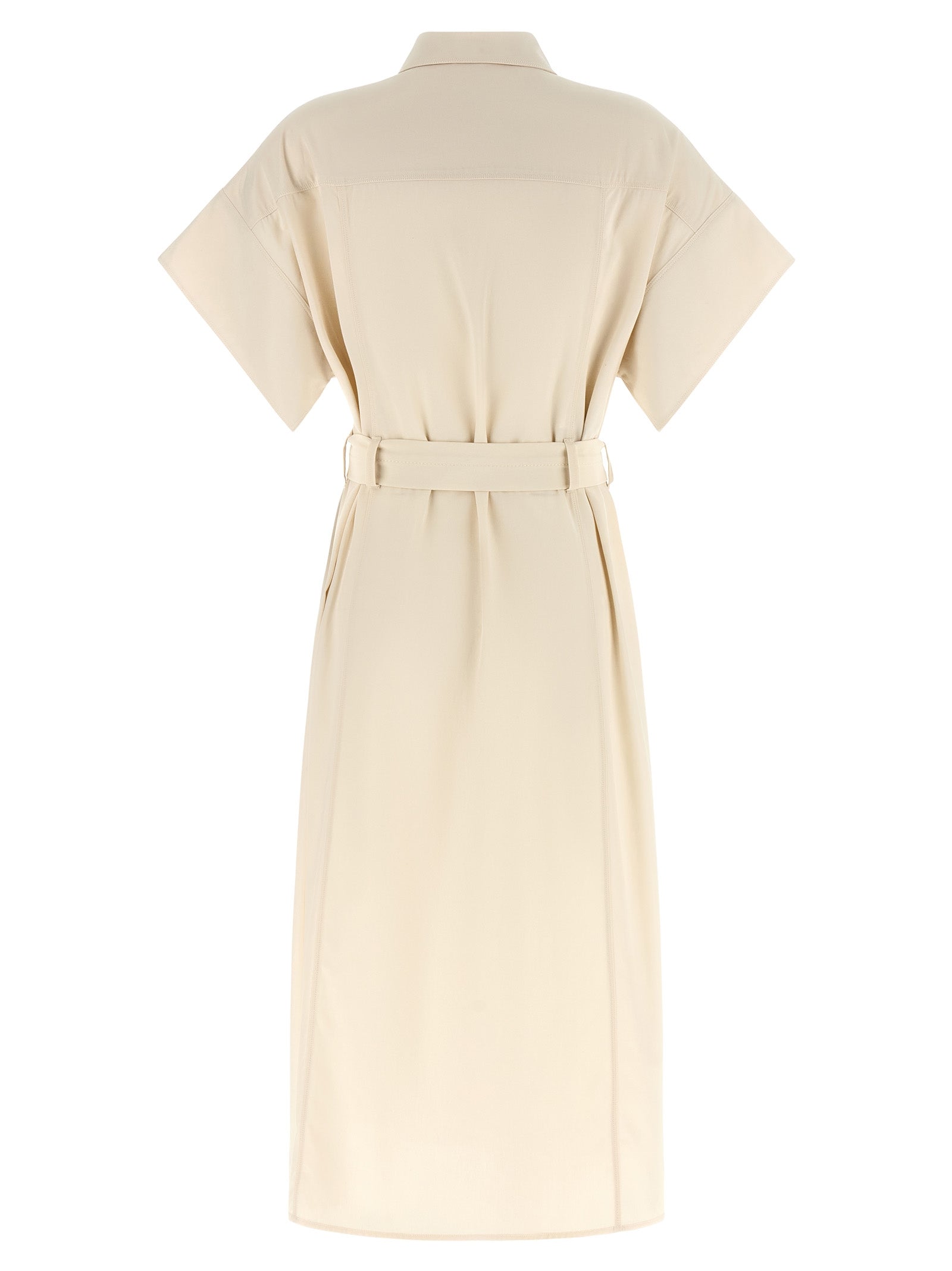 Beige Cotton Midi Dress