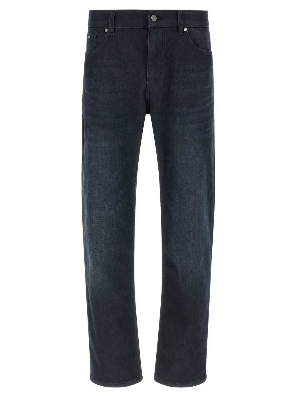 Blue Cotton Straight-Leg Jeans