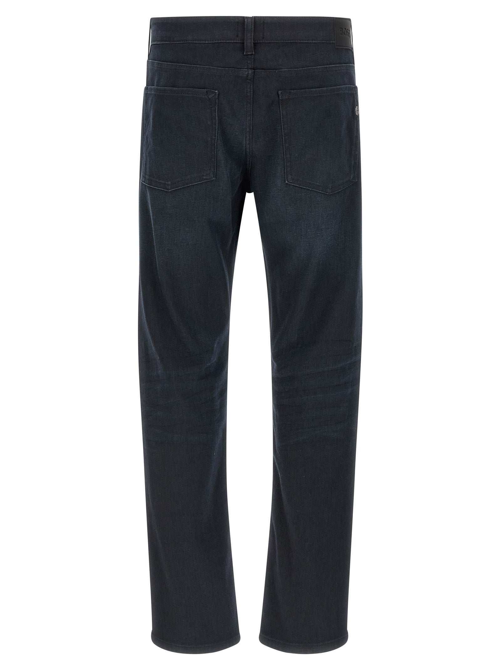 Blue Cotton Straight-Leg Jeans