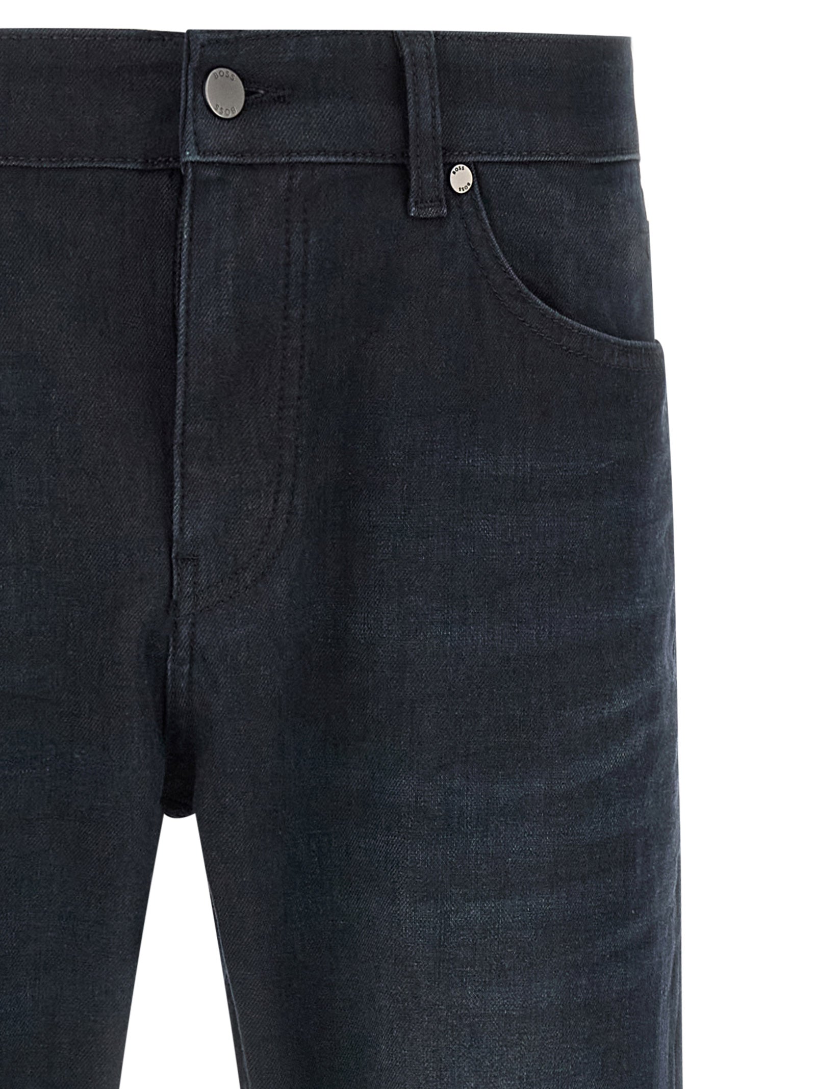 Blue Cotton Straight-Leg Jeans