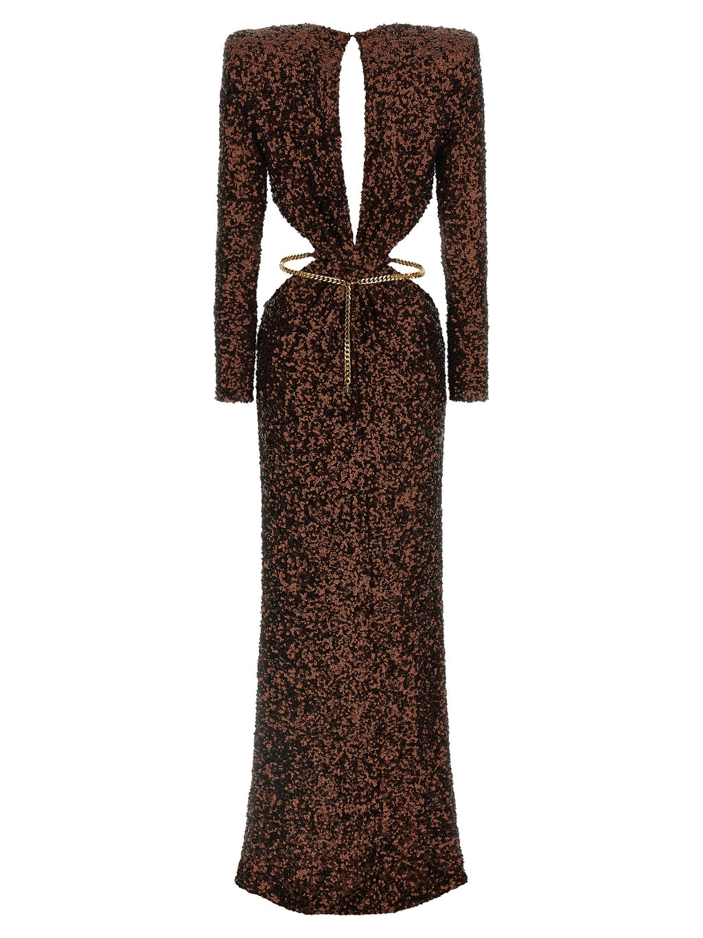 Brown Polyester Long Dress