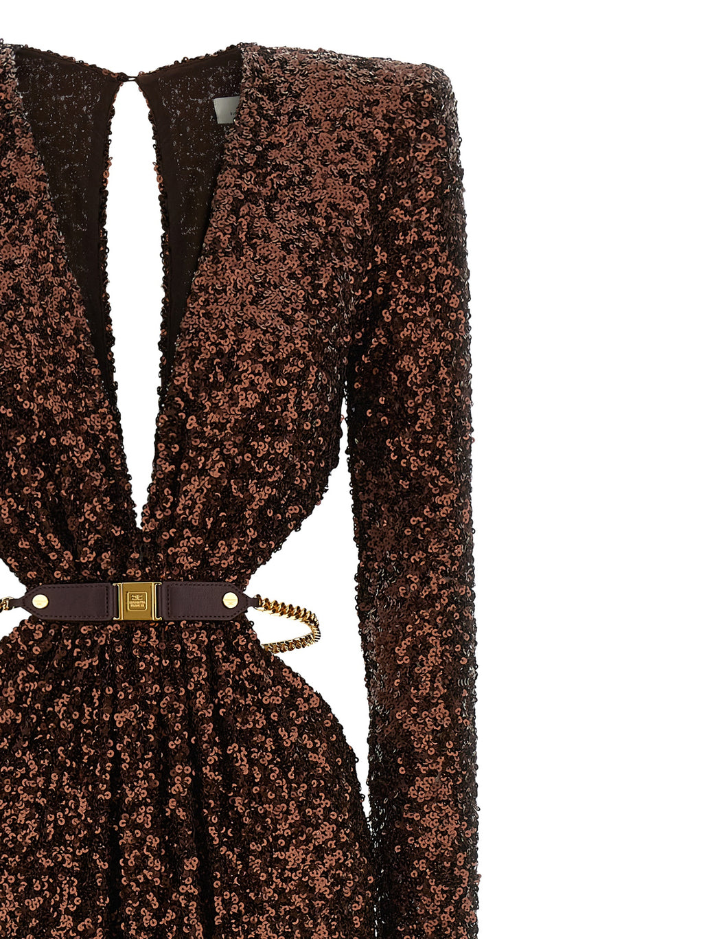 Brown Polyester Long Dress