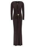 Brown Viscose Long Dress