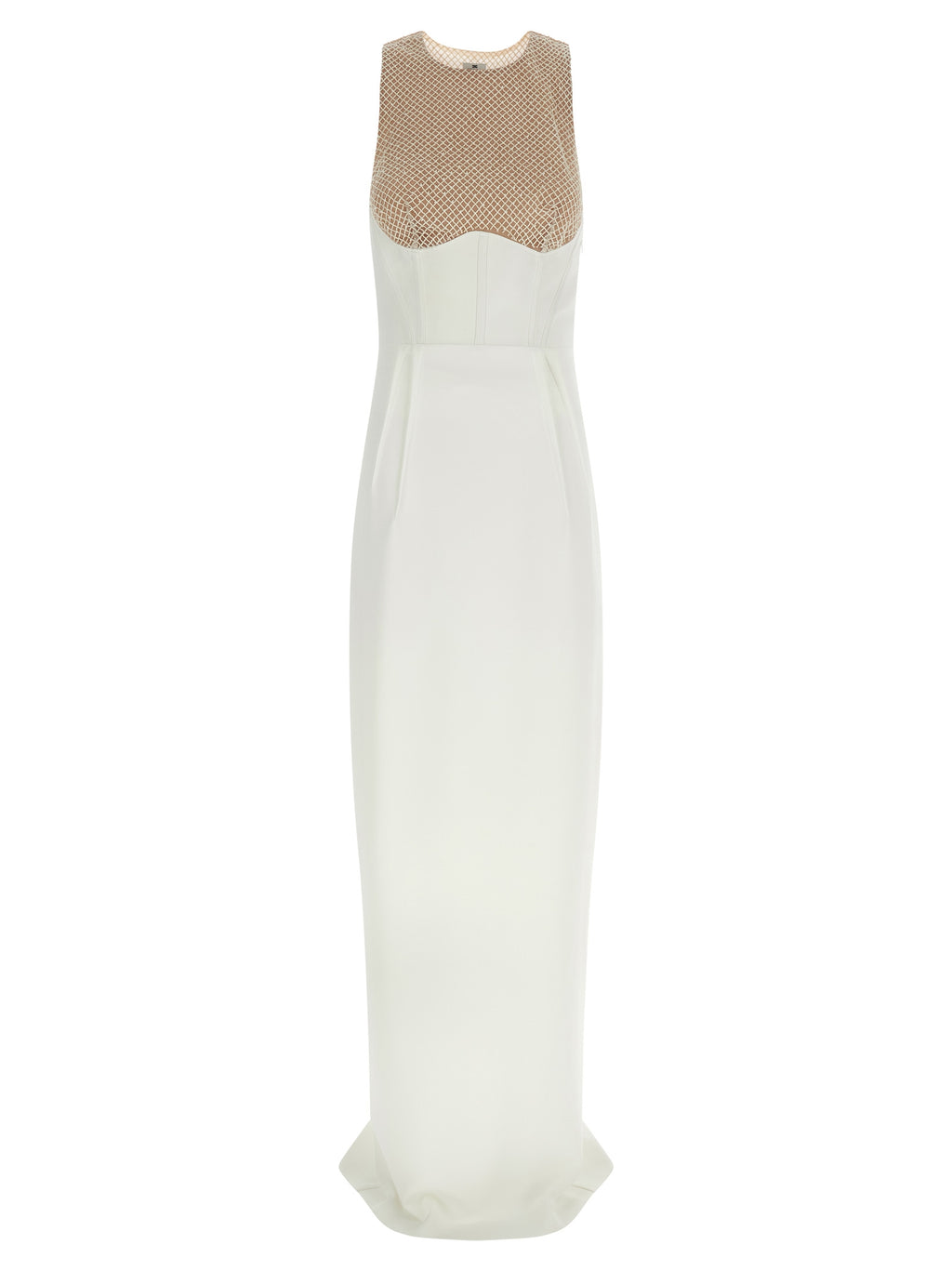 White Polyester Long Dress