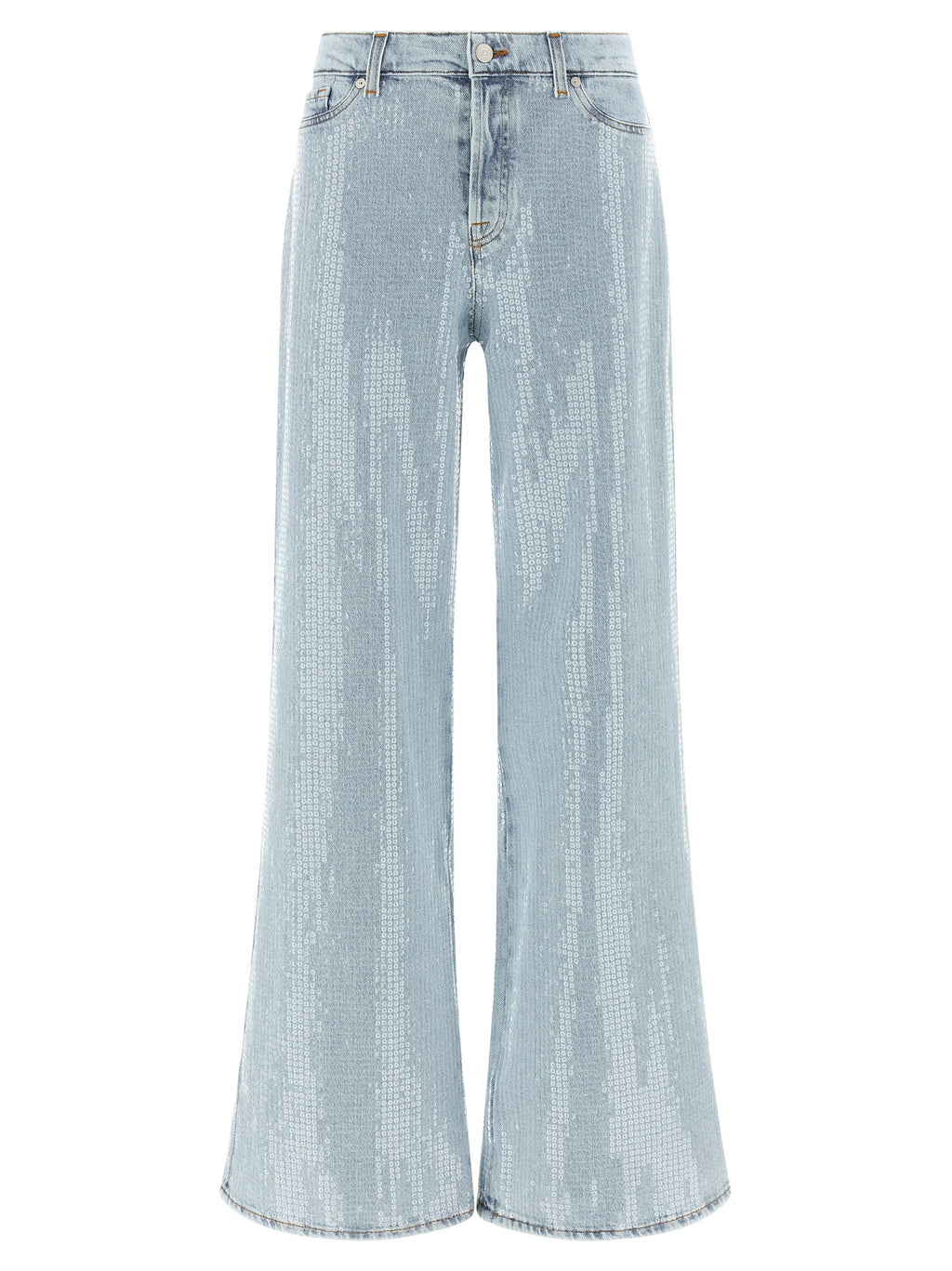 Blue Cotton Flared Jeans