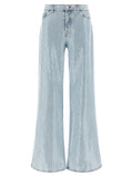 Blue Cotton Flared Jeans