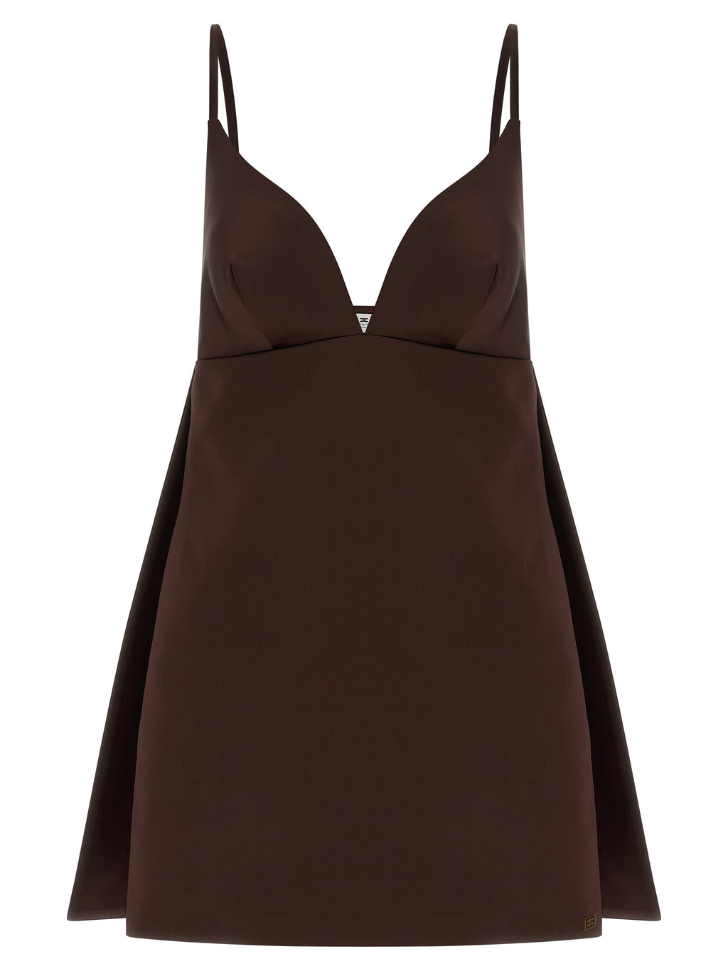 Brown Polyester Short Dress