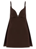 Brown Polyester Short Dress
