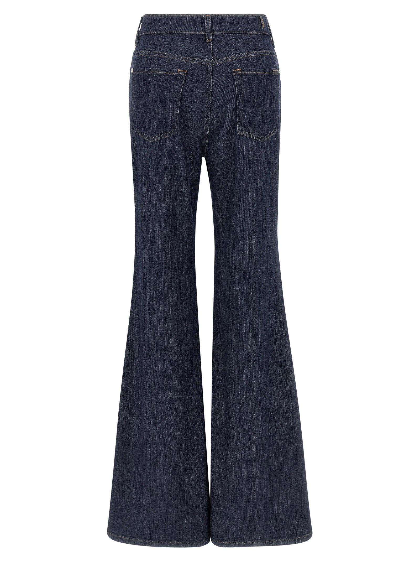 Blue Cotton Flared Jeans