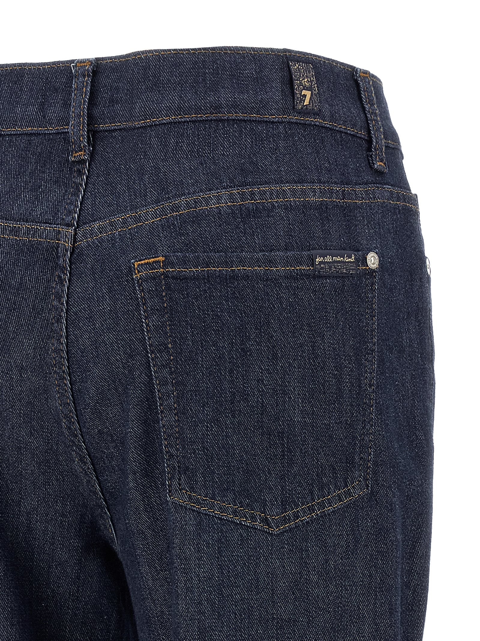Blue Cotton Flared Jeans