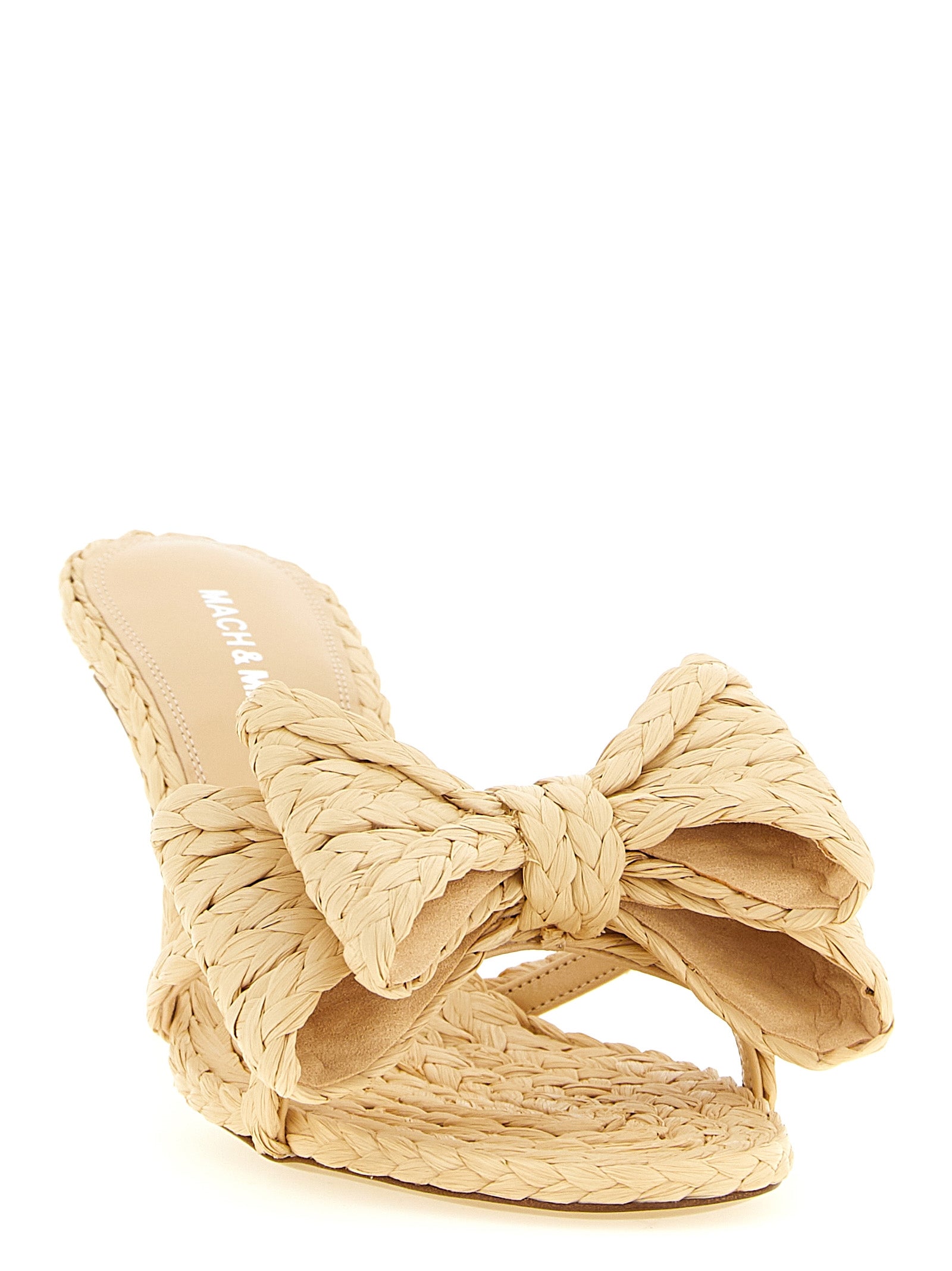 Beige Raffia Stiletto Heel Sandals