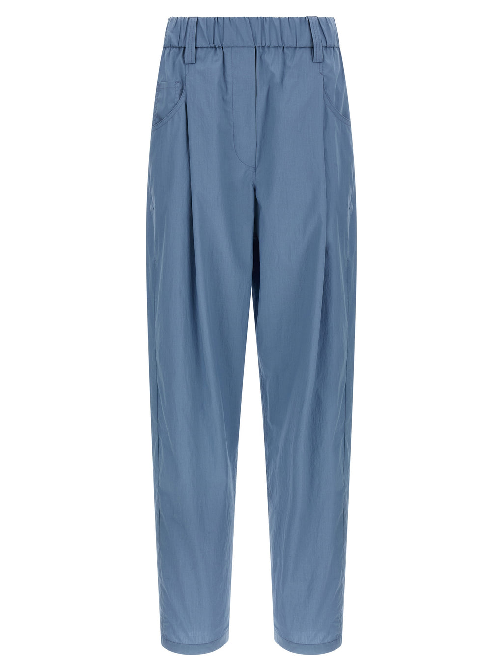 Blue Cotton Casual Pants
