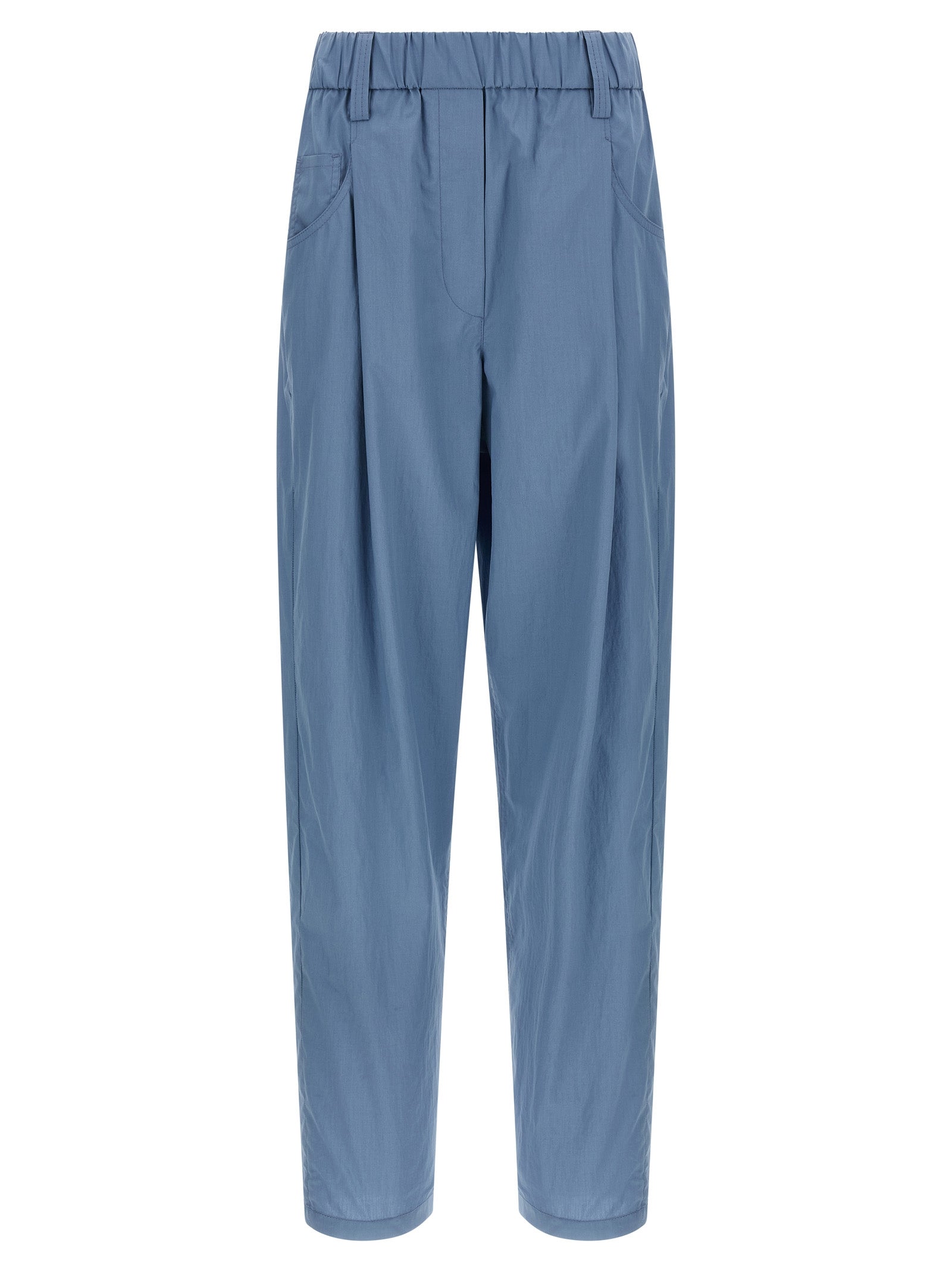 Blue Cotton Casual Pants