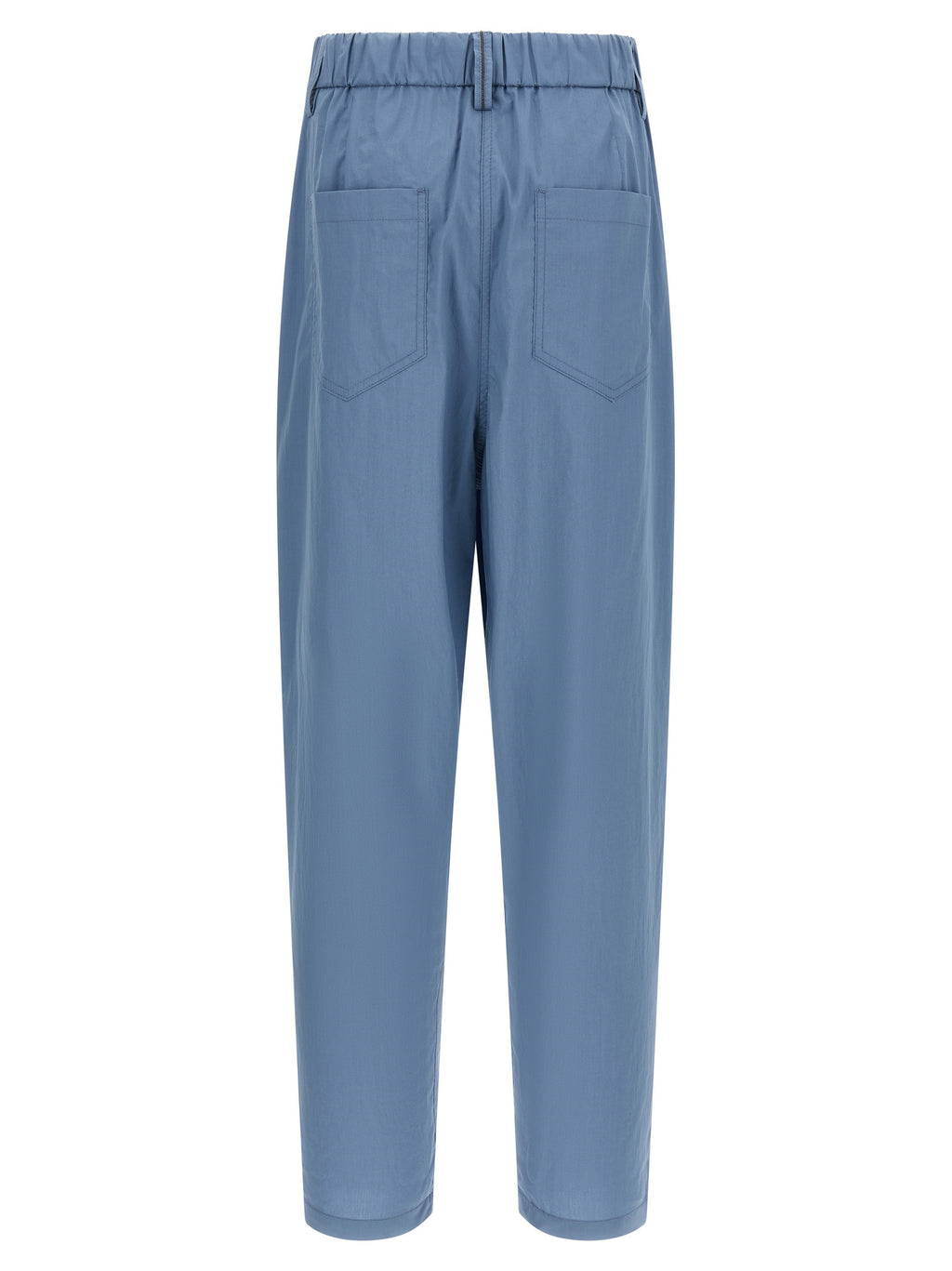 Blue Cotton Casual Pants