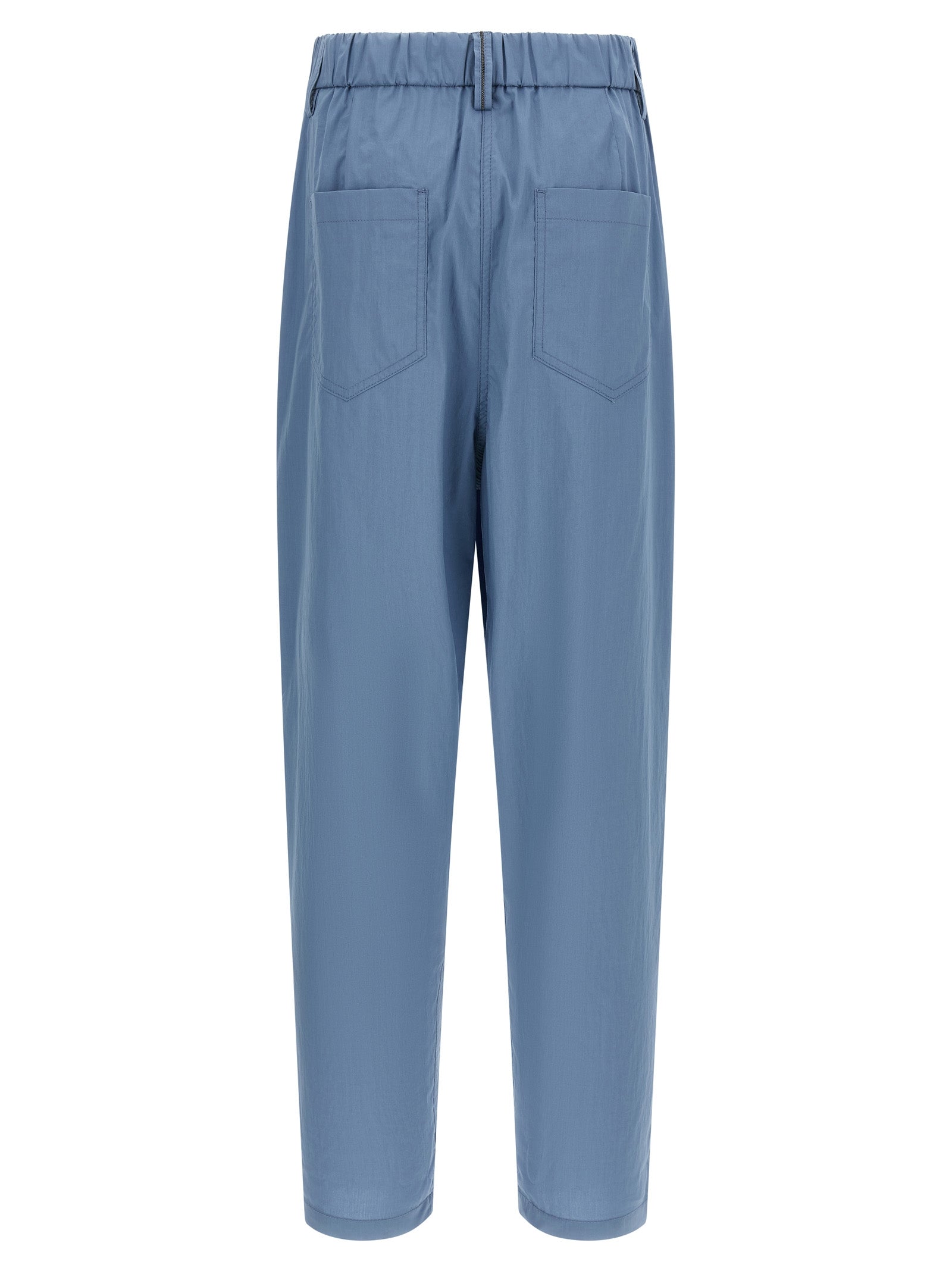 Blue Cotton Casual Pants