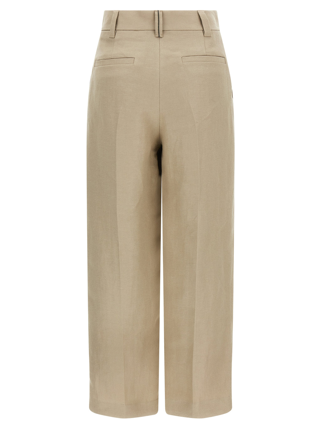 Beige Linen Casual Pants