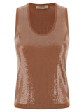 Brown Cotton Sleeveles T-Shirt