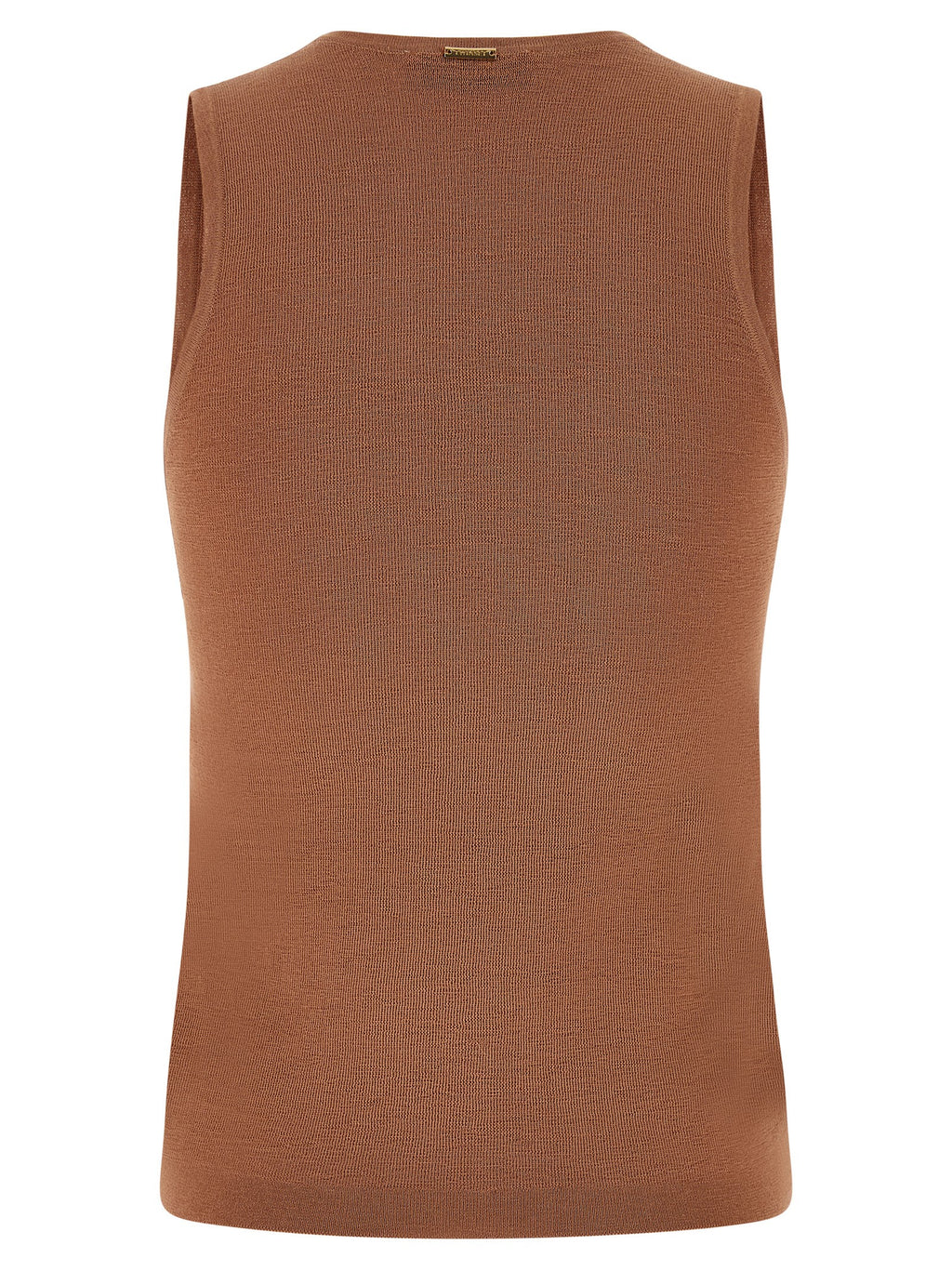 Brown Cotton Sleeveles T-Shirt