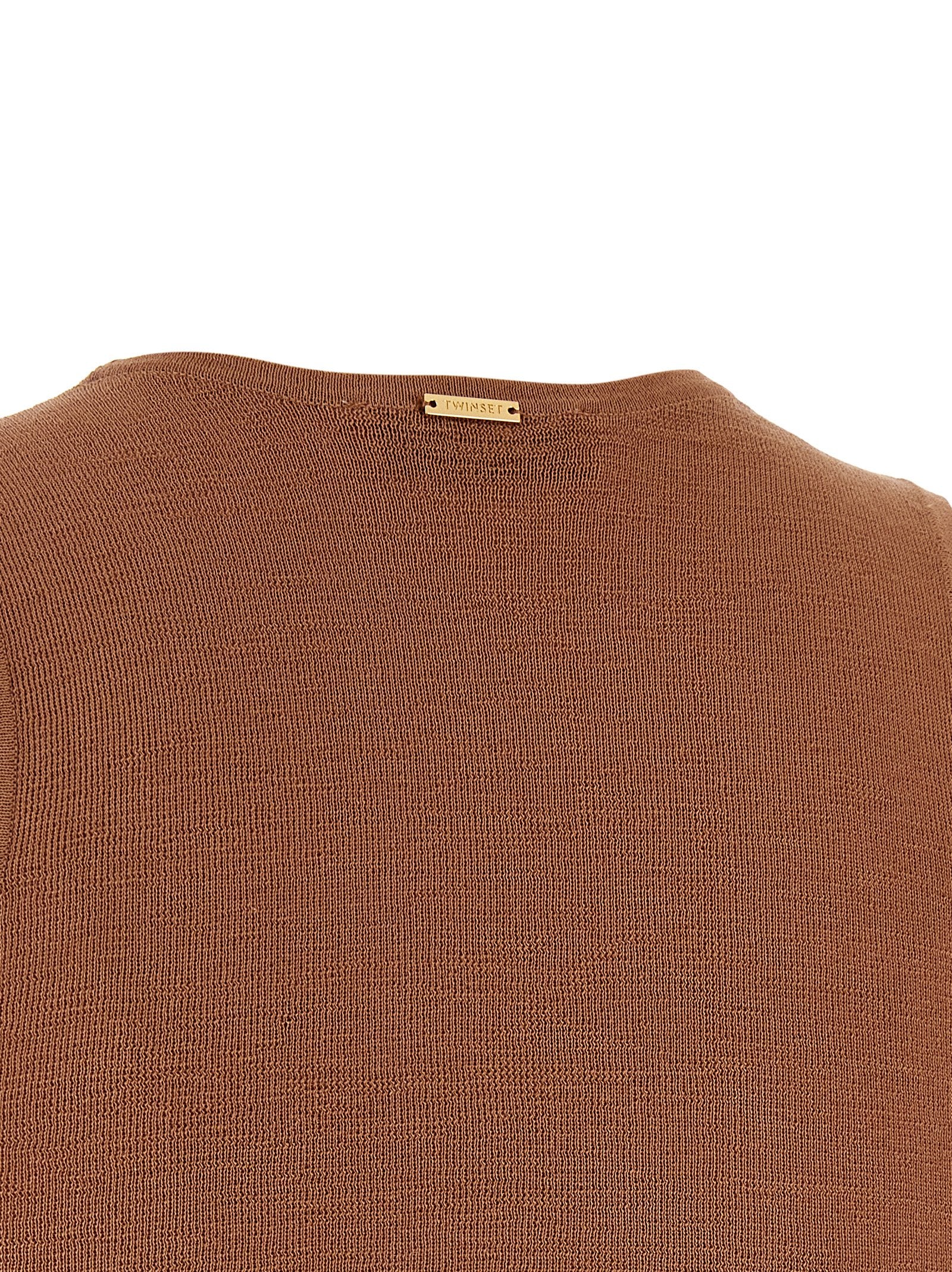 Brown Cotton Sleeveles T-Shirt