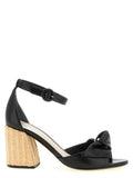 Black Cowhide Stiletto Heel Sandals