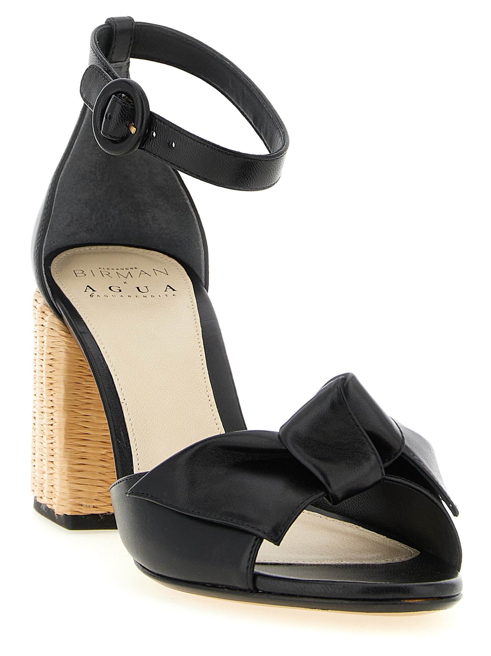 Black Cowhide Stiletto Heel Sandals