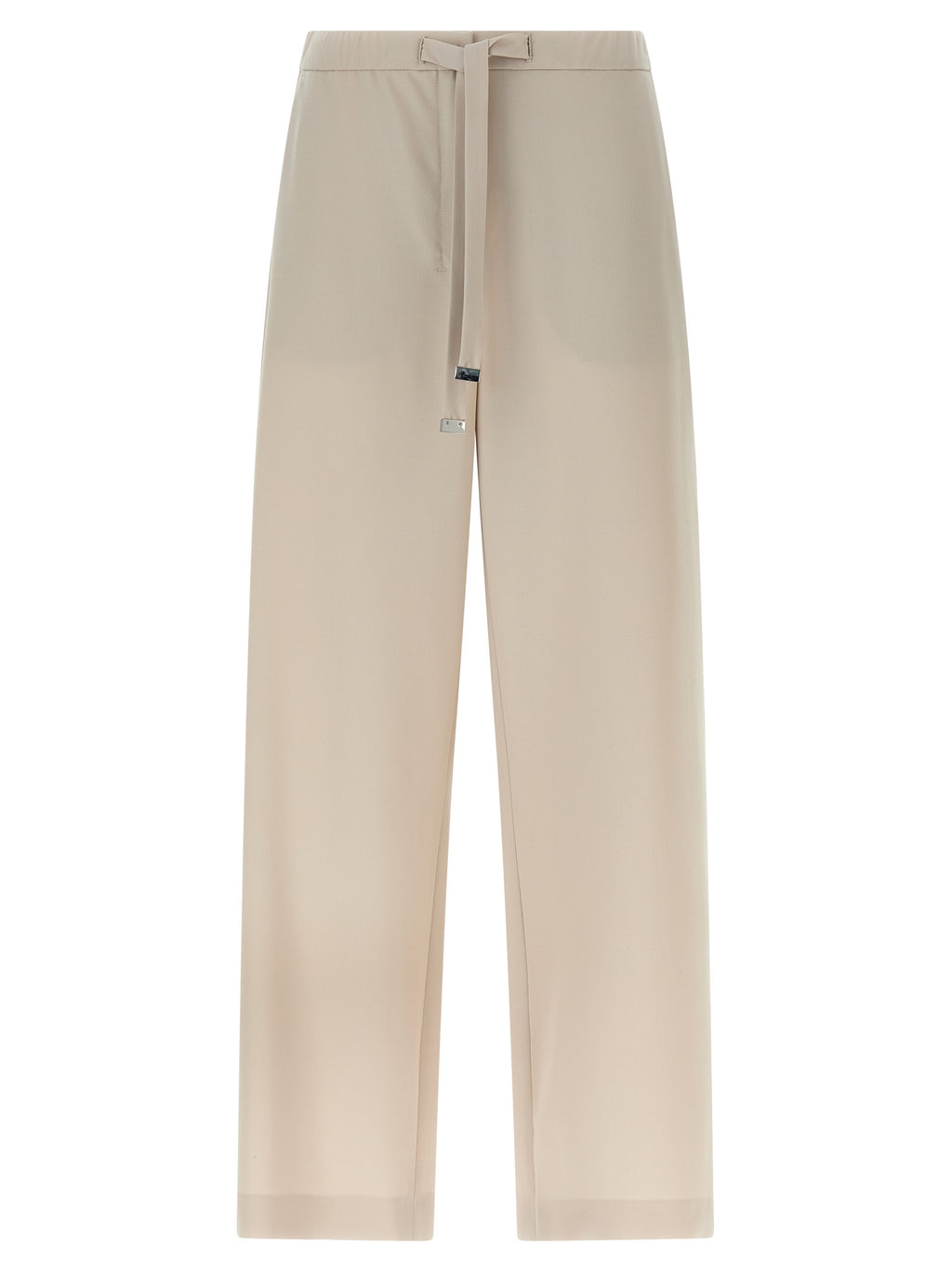 Beige Virgin Wool Athletic Pants