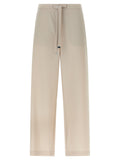 Beige Virgin Wool Athletic Pants