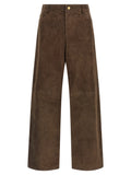 Brown Lamb Leather Casual Pants