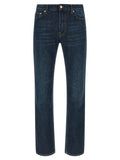 Blue Cotton Straight-Leg Jeans