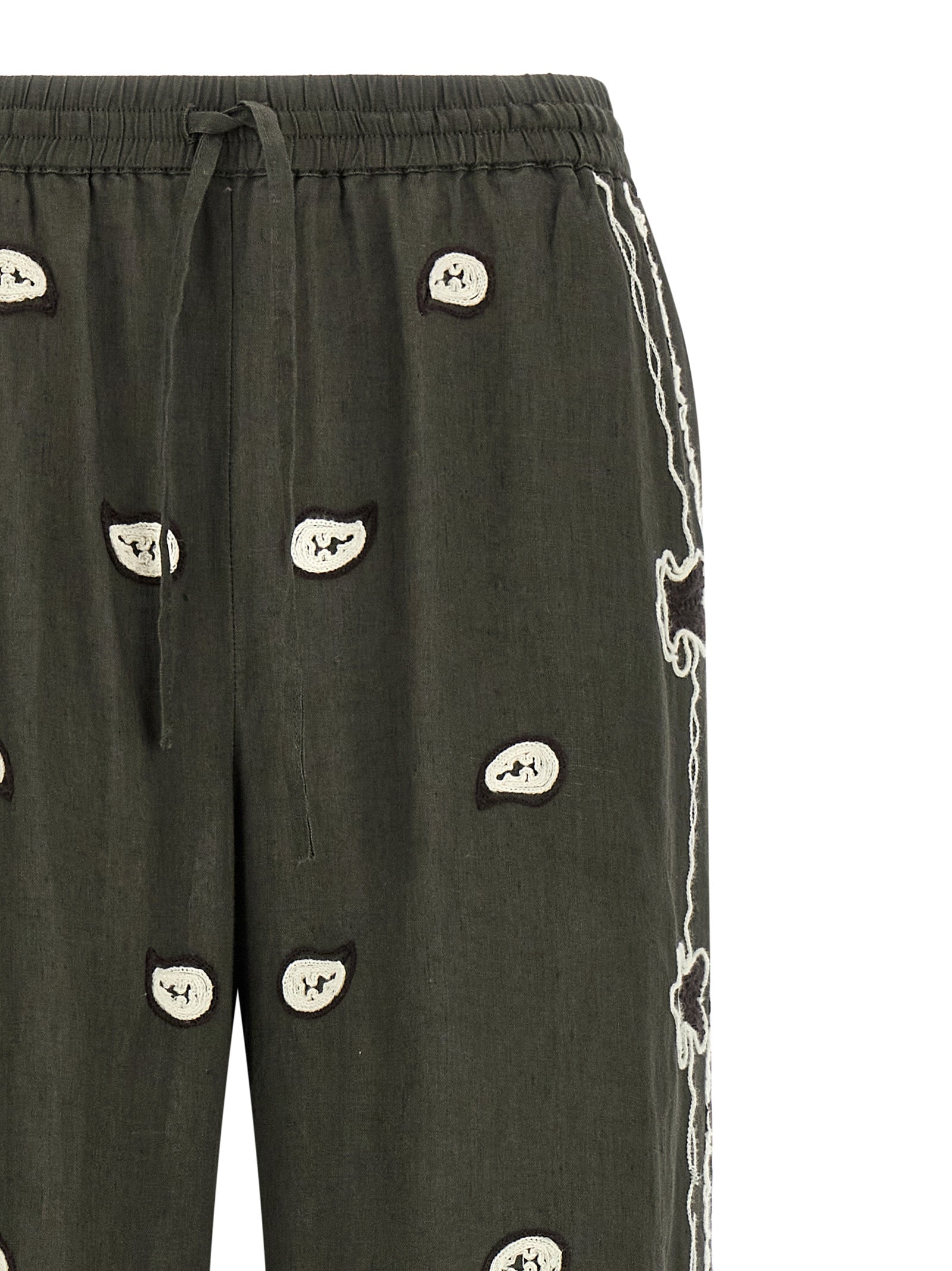Bicolor Linen Casual Pants
