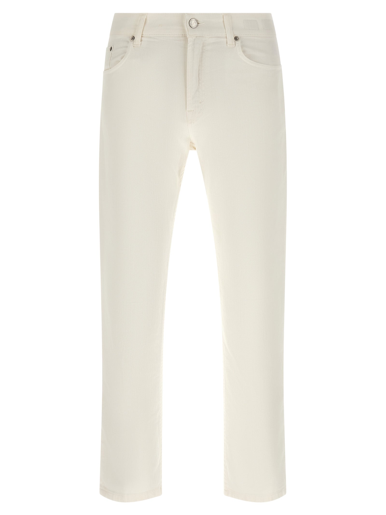 White Cotton Straight-Leg Jeans