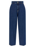 Blue Cotton High-Waisted Jean