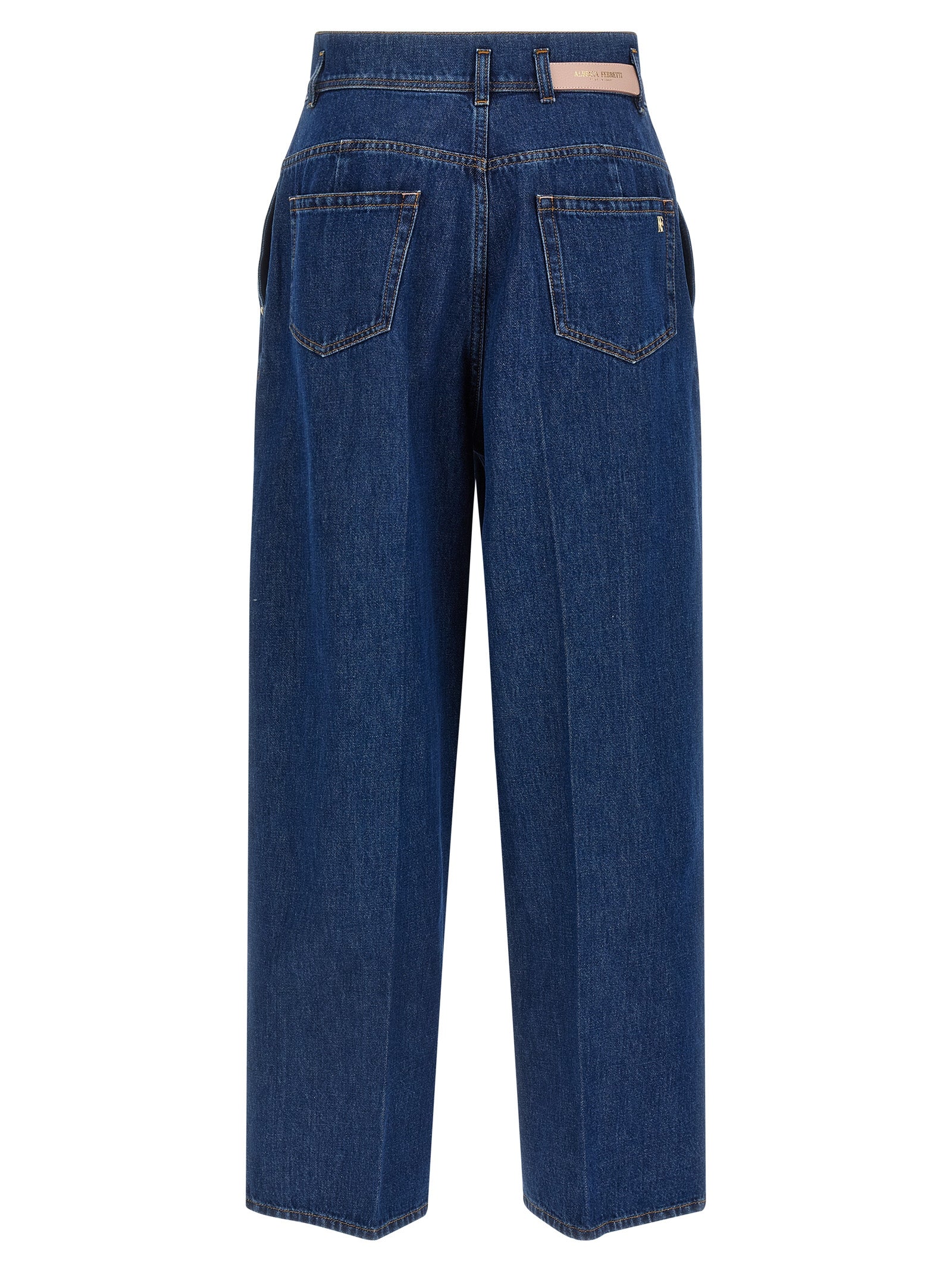 Blue Cotton High-Waisted Jean