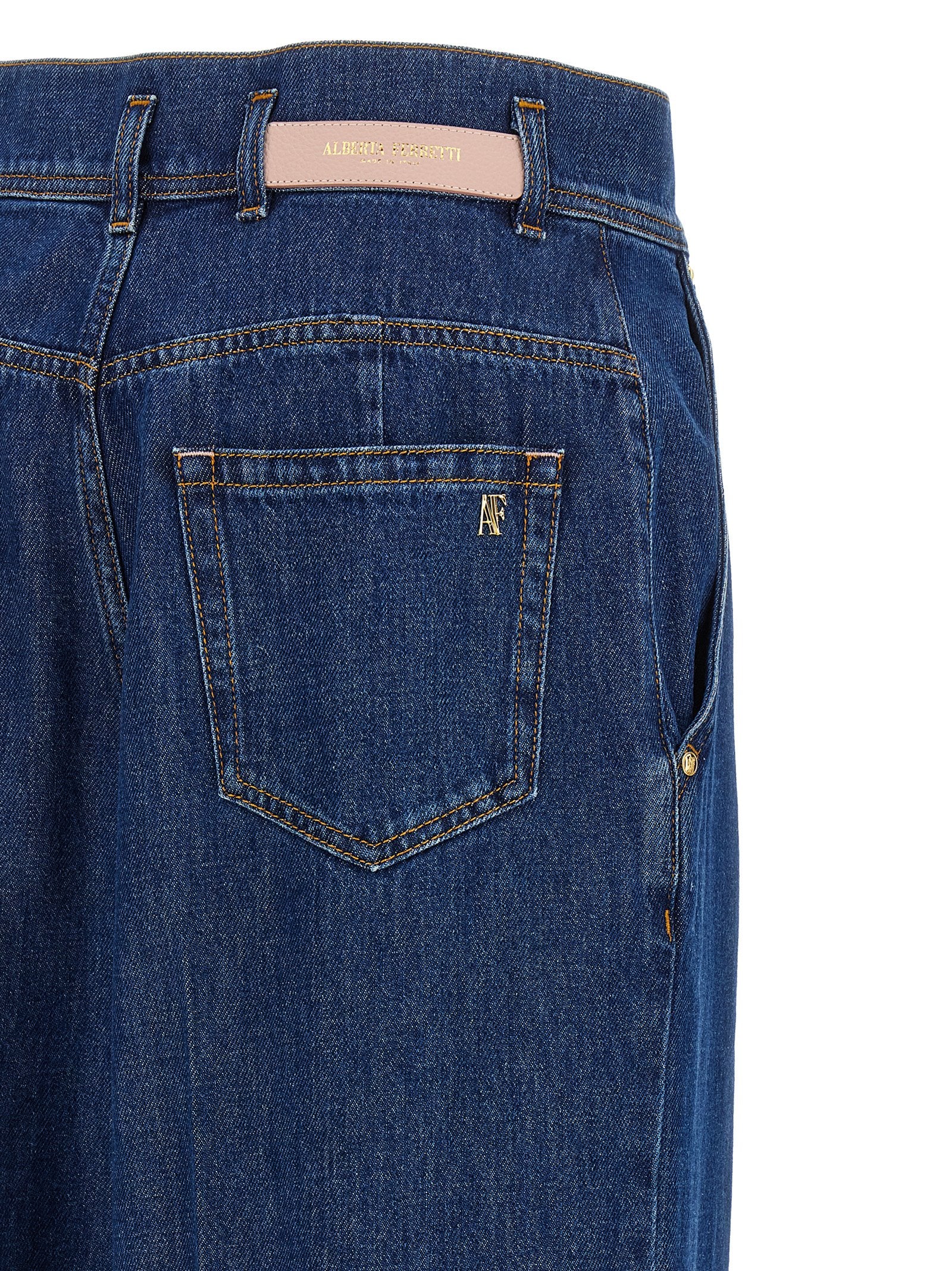 Blue Cotton High-Waisted Jean