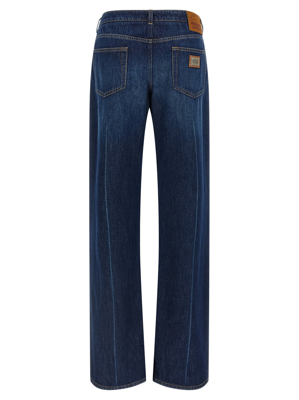 Blue Cotton Straight-Leg Jeans